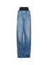 Main View - Click To Enlarge - ALAÏA - Contrast Waistband Medium Wash Denim Jeans