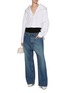 Figure View - Click To Enlarge - ALAÏA - Contrast Waistband Medium Wash Denim Jeans