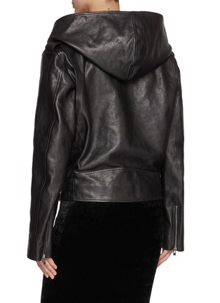 Back View - Click To Enlarge - ALAÏA - Hooded Leather Biker Jacket