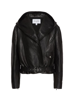 Main View - Click To Enlarge - ALAÏA - Hooded Leather Biker Jacket