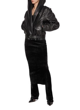 Figure View - Click To Enlarge - ALAÏA - Hooded Leather Biker Jacket