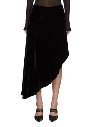 Front View - Click To Enlarge - ALAÏA - Fluid Asymmetric Wool Skirt