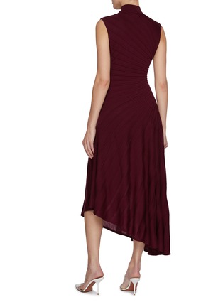 Back View - Click To Enlarge - ALAÏA - Sunray Pleated Asymmetrical Wool Dress