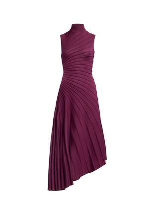 Main View - Click To Enlarge - ALAÏA - Sunray Pleated Asymmetrical Wool Dress