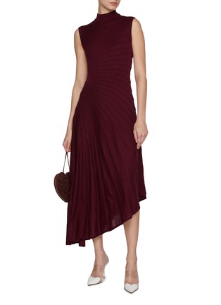 Figure View - Click To Enlarge - ALAÏA - Sunray Pleated Asymmetrical Wool Dress