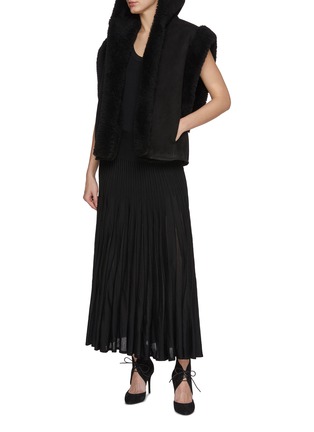 Figure View - Click To Enlarge - ALAÏA - Hooded Suede Sherling Vest