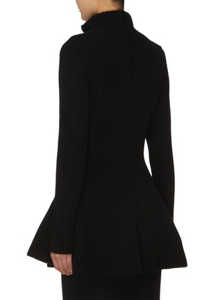 Back View - Click To Enlarge - ALAÏA - Zip Up Peplum Wool Cashmere Cardigan