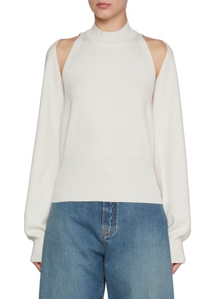 Front View - Click To Enlarge - ALAÏA - Cut Out Wool Knit Sweater