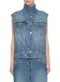 Front View - Click To Enlarge - ALAÏA - Medium Wash Denim Trucker Vest