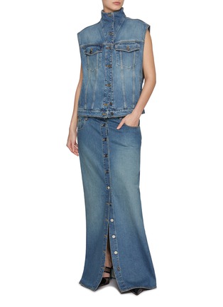 Figure View - Click To Enlarge - ALAÏA - Medium Wash Denim Trucker Vest