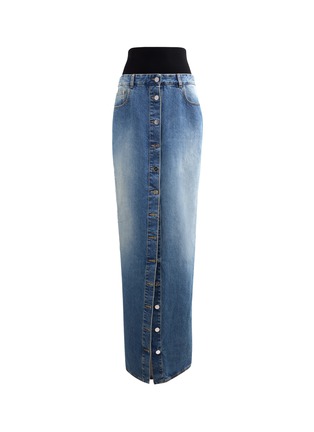 Main View - Click To Enlarge - ALAÏA - Button Front Medium Wash Denim Maxi Skirt