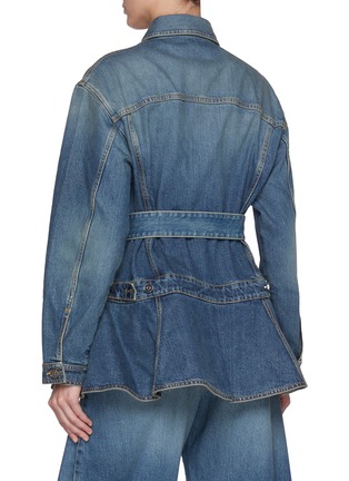 Back View - Click To Enlarge - ALAÏA - Flared Dark Wash Denim Jacket
