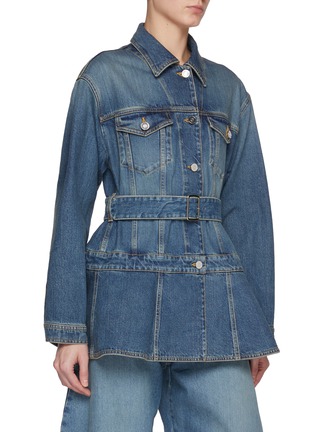 Front View - Click To Enlarge - ALAÏA - Flared Dark Wash Denim Jacket