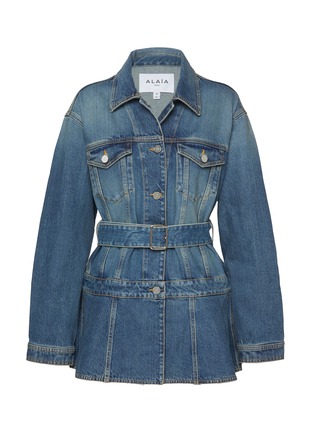 Main View - Click To Enlarge - ALAÏA - Flared Dark Wash Denim Jacket