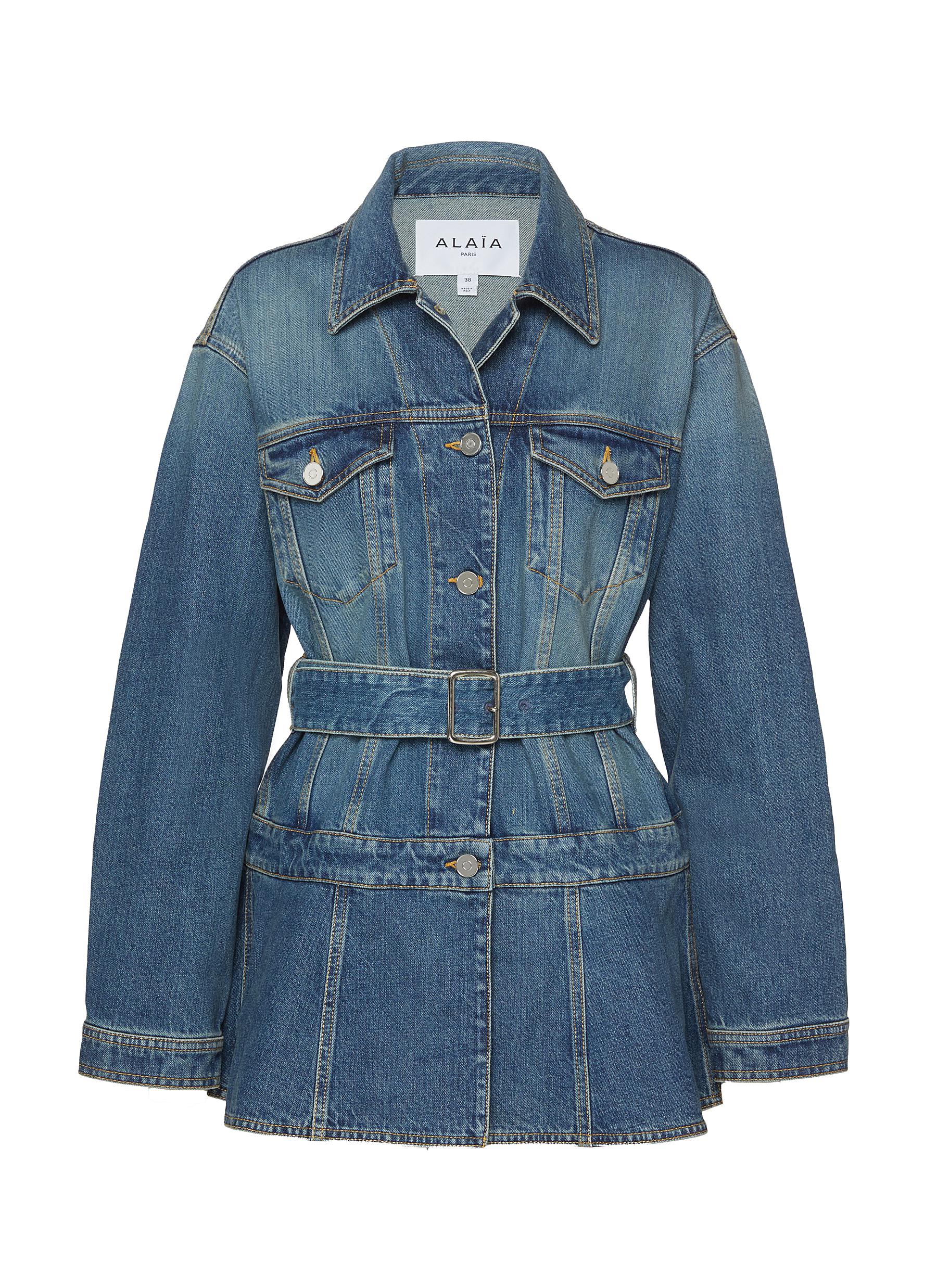 コート ALAIA DOUBLE-BREASTED DENIM COAT Alaia Denim Double Breasted Trench Coat for Women Online USA