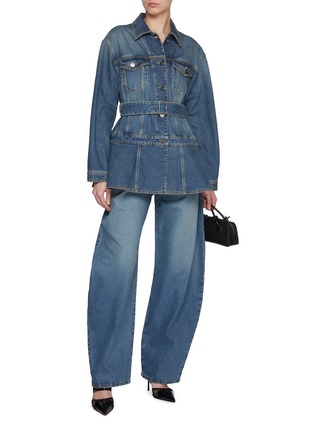 Figure View - Click To Enlarge - ALAÏA - Flared Dark Wash Denim Jacket