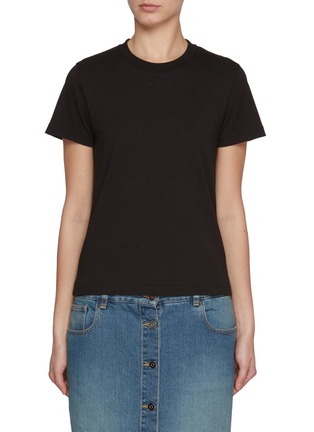 Front View - Click To Enlarge - ALAÏA - Logo Embroidered Cotton T-shirt