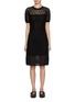 Front View - Click To Enlarge - ALAÏA - Sheer Panel Lace Midi Dress