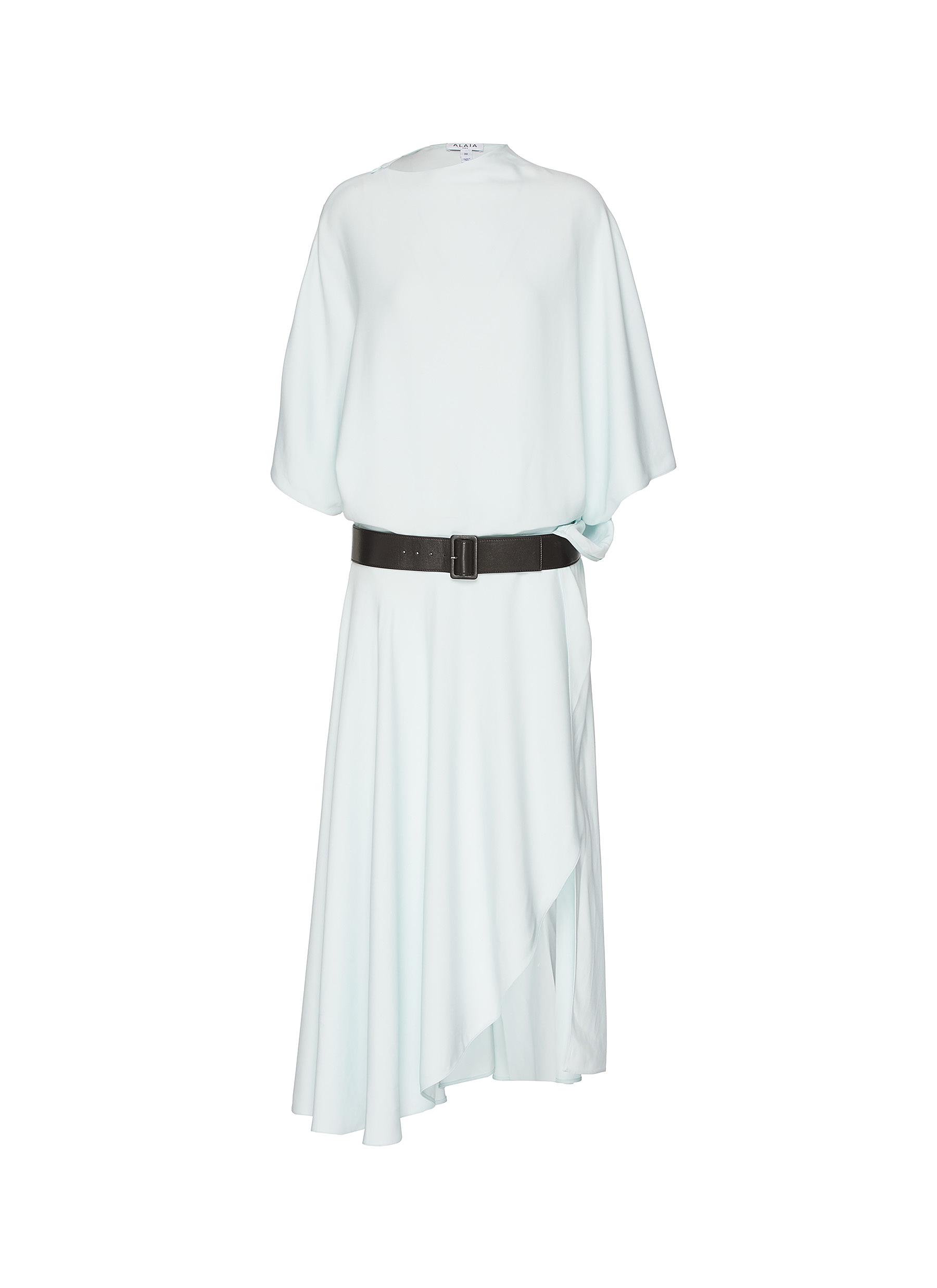 ALAÏA | Asymmetric Belted Midi Dress | Women | Lane Crawford