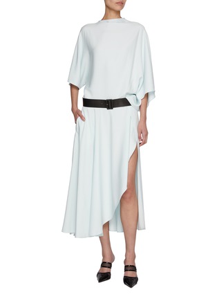 Figure View - Click To Enlarge - ALAÏA - Asymmetric Belted Midi Dress