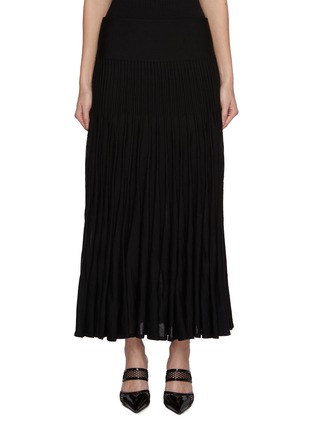 Front View - Click To Enlarge - ALAÏA - Sunray Pleated Wool Maxi Skirt