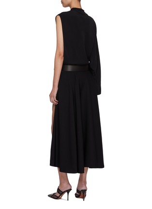Back View - Click To Enlarge - ALAÏA - Belted One Shoulder Asymmetric Midi Dress