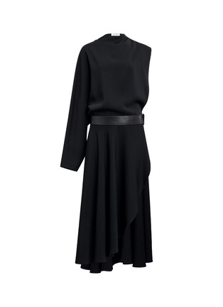 Main View - Click To Enlarge - ALAÏA - Belted One Shoulder Asymmetric Midi Dress