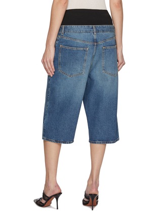 Back View - Click To Enlarge - ALAÏA - Contrast Waistband Medium Wash Bermuda Shorts