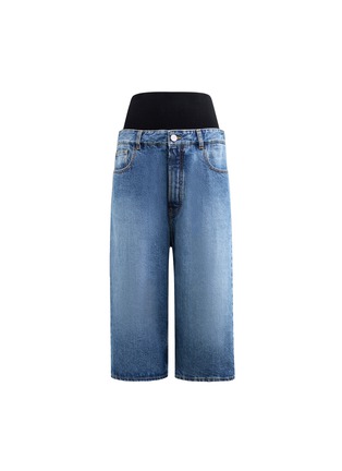 Main View - Click To Enlarge - ALAÏA - Contrast Waistband Medium Wash Bermuda Shorts