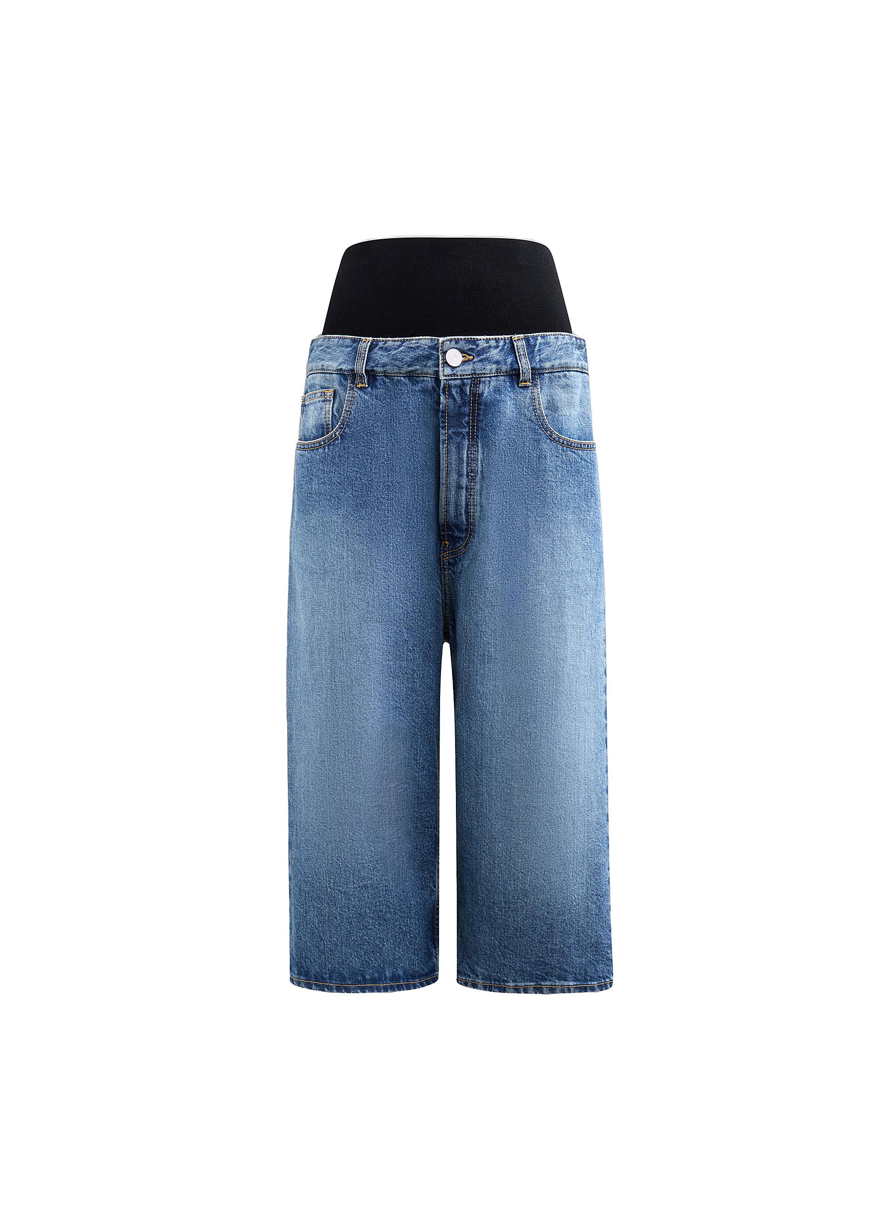 ハーフ・ショートパンツ Wai Kei Cutting washed denim bermuda pants 4BFK655 Cutting washed denim bermuda pants BLACK - waikei