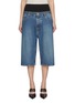 Main View - Click To Enlarge - ALAÏA - Contrast Waistband Medium Wash Bermuda Shorts