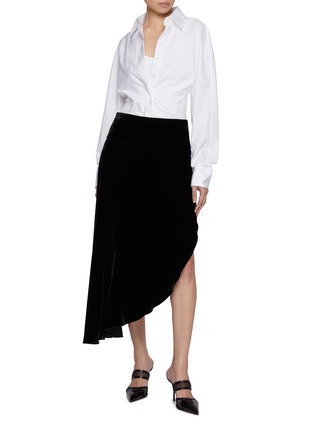 Figure View - Click To Enlarge - ALAÏA - Layered Cotton Poplin Shirt Bodysuit