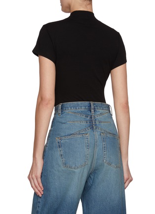 Back View - Click To Enlarge - ALAÏA - Logo Embroidered Cotton T-shirt Bodysuit
