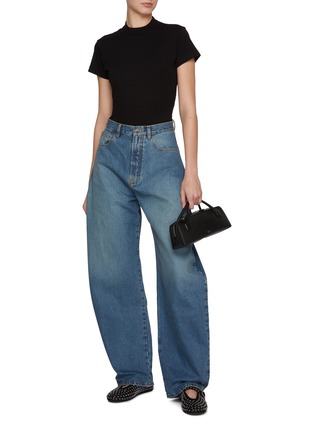 Figure View - Click To Enlarge - ALAÏA - Logo Embroidered Cotton T-shirt Bodysuit