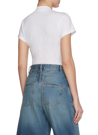 Back View - Click To Enlarge - ALAÏA - Logo Embroidered Cotton T-shirt Bodysuit
