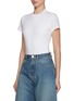 Front View - Click To Enlarge - ALAÏA - Logo Embroidered Cotton T-shirt Bodysuit