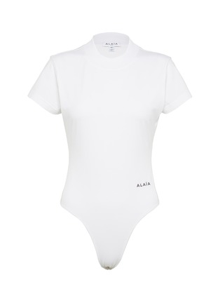 Main View - Click To Enlarge - ALAÏA - Logo Embroidered Cotton T-shirt Bodysuit