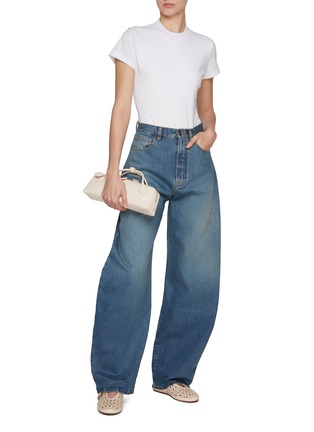 Figure View - Click To Enlarge - ALAÏA - Logo Embroidered Cotton T-shirt Bodysuit