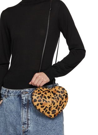 ALAÏA | Le Coeur Leopard Print Haircalf Leather Crossbody