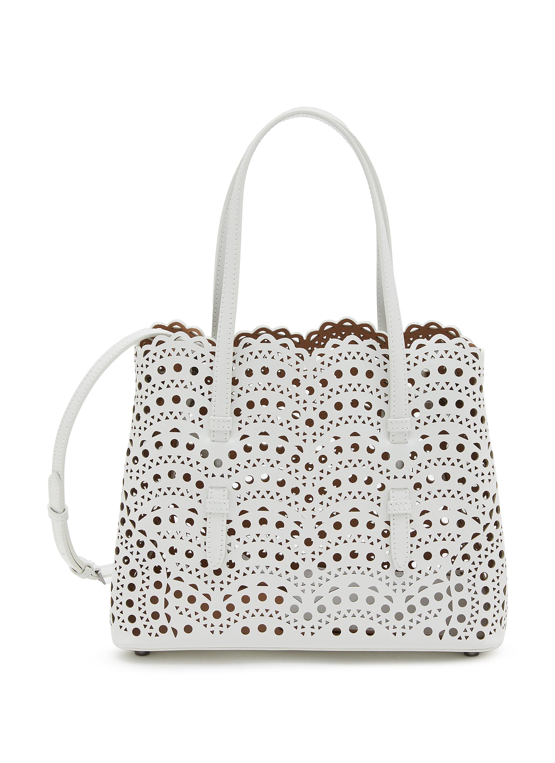 Perforated leather tote bag online