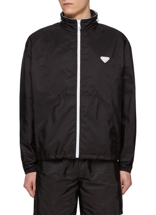 Main View - Click To Enlarge - PRADA - Piuma Stand Collar Hidden Hood Track Jacket