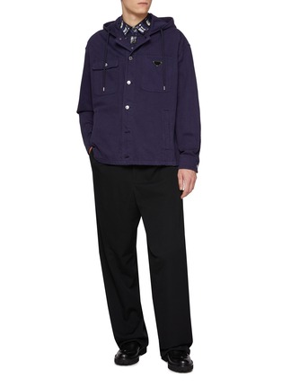 Figure View - Click To Enlarge - PRADA - Aged Denim Hooded Jacket