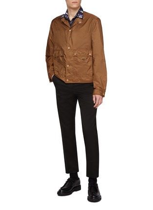 Figure View - Click To Enlarge - PRADA - Piuma Mock Neck Flap Pocket Jacket