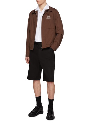 Figure View - Click To Enlarge - PRADA - Stand Collar Logo Print Zip Up Jacket