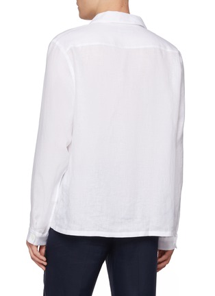Back View - Click To Enlarge - PRADA - Logo Patch Pocket Linen Shirt