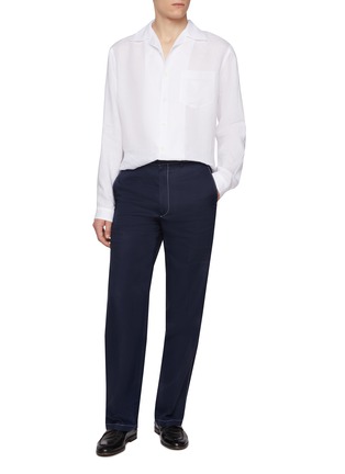 Figure View - Click To Enlarge - PRADA - Logo Patch Pocket Linen Shirt