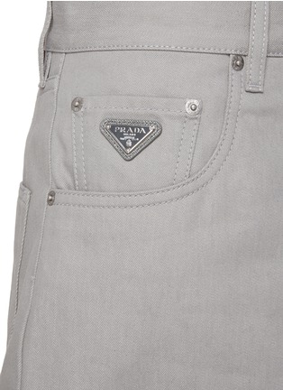  - PRADA - Logo Plaque Cotton Straight Leg Pants