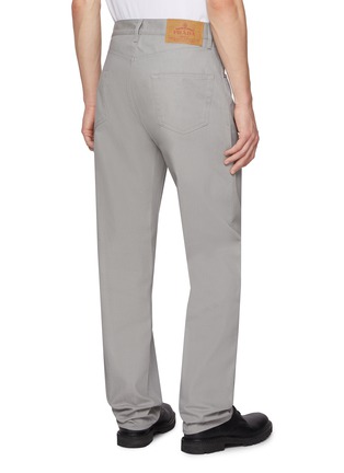 Back View - Click To Enlarge - PRADA - Logo Plaque Cotton Straight Leg Pants