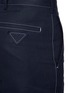  - PRADA - Logo Patch Contrast Stitch Linen Straight Leg Pants