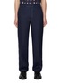 Main View - Click To Enlarge - PRADA - Logo Patch Contrast Stitch Linen Straight Leg Pants